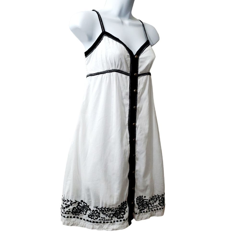 Vintage Roxy Womens Black White Floral Sleeveless Summer Dress - Picture 2 of 8